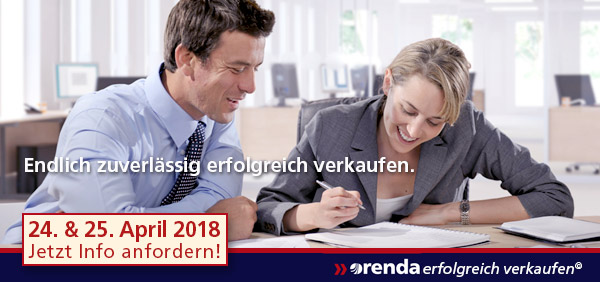 Verkaufstraining Seminar erfolgreich verkaufen 2018 am 24. und 25. April 2018 - Fordern Sie jetzt GRATIS-Info an!