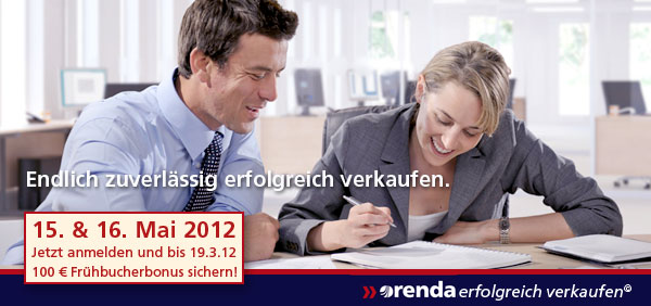 Verkaufstraining Frühbucherbonus bis 19. März 2012 anmelden und 100€ sparen
